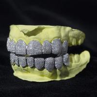 Grill dentaire de luxe vintage Provence en argent 925 avec moissanite, finition effet poussière de diamant, ajustement personnalisé, cadeau de mariage, style hip-hop