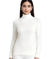 Pull FNJIA pour femme, col roulé noir, coupe ajustée, manches longues, tricot doux, basique, noir et gris, idéal pour superposer