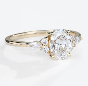 Gioielli personalizzati gigi <span class=keywords><strong>GIA</strong></span> <span class=keywords><strong>Report</strong></span> 14K 18K oro massiccio 6*8mm taglio ovale D-colore VVS anello di fidanzamento con diamante coltivato da laboratorio - Product Image 3