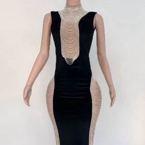 NOVANCE Y5421 Abiti Estivi da Donna con Diamanti Luccicanti, Abiti Tubino Neri Eleganti per Feste, Balli e Banchetti - Product Image 4