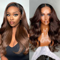 Perruques Lace Front en Cheveux Humains Brésiliens Raides Bruns, Effet Peau Naturelle HD, Double Drawn, Cheveux Vierges Bruts, à Prix Abordable