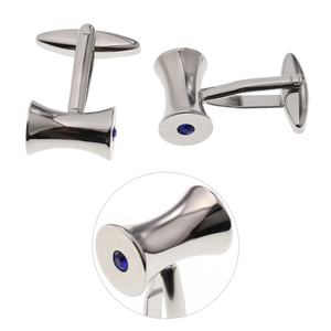 Boutons de manchette français <span class=keywords><strong>pour</strong></span> hommes en acier inoxydable, boutons de manchette <span class=keywords><strong>pour</strong></span> enfants avec cristal bleu, réunion de bureau formelle, cadeau de luxe, boutons de manchette originaux - Product Image 2