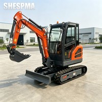Mini-excavatrice à chenilles confortable à cabine fermée de 2,5 t avec moteur Koop pour un travail continu prolongé