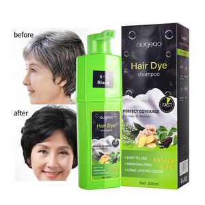 Cobertura gris Hombre y mujer Larga duración permanente sin amoníaco burbuja color Negro 200ml 3 en 1 champú para tinte de cabello instantáneo a base de hierbas - Product Image 1