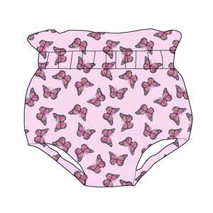 Pantalones Cortos con Volantes y Estampado Floral de Mariposas Rosas para Niñas de 8 Años - Product Image 1