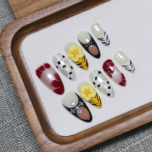 Uñas Postizas Acrílicas 3D con Diseño de Tigre Salvaje, Románticas y Misteriosas, Hechas a Mano, de Alta Calidad, al por Mayor - Product Image 2
