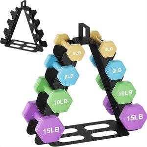 ชั้นวางดัมเบลแบบ 3 ชั้น, ที่เก็บดัมเบลหกเหลี่ยม 3 คู่ สำหรับยิมที่บ้าน - Product Image 1