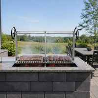 HDL27 Barbecue Argentin de Luxe en Acier Inoxydable pour Extérieur, Type Asado Gaucho Santa Maria, Réglable et Portable avec Brasero Intégré