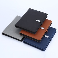 Carnet A5 multifonction personnalisé Offres Spéciales Journal à couverture rigide en cuir PU avec Power Bank intégré Pages à reliure lâche
