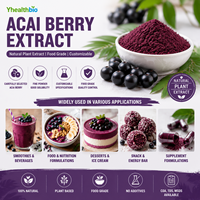 Poudre d'extrait naturel de baies d'açaï, extrait pur de plantes, extrait de fruits d'açaï, matière première de qualité alimentaire, vente en gros en vrac