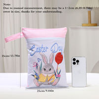 Tas Popok Reusable Polyester 25*35CM, Desain Cetak Fashion, Tahan Air, Anti Bocor, Dua Kantong, Dua Resleting, Model Tas Jinjing