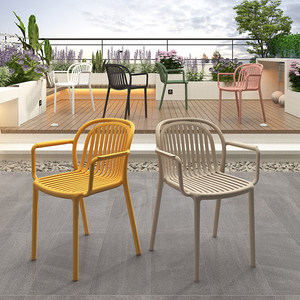 Silla de Plástico Estilo Nórdico con Respaldo Grueso, Silla Casual Hueca para Comedor y Cafetería, Apilable, para Jardín y Exteriores - Product Image 4