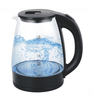 Bouilloire électrique 1,8 L 1500 W avec base, design en verre sûr et efficace pour une cuisson rapide, protection contre l'ébullition à sec, usage domestique K004