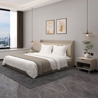 Meubles de chambre d'hôtel modernes de bonne qualité, lit king-size en bois durable avec tête de lit moelleuse