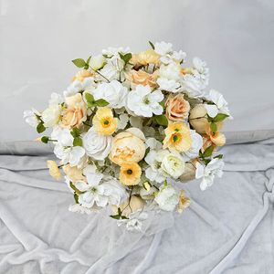 New Flower Ball Rose Artificial Flower Champagne White Mixed Arrangement for Graduation Christmas Weddings Table Decorations - Product Image 3