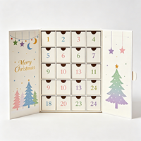 Boîte-cadeau rigide en matériaux recyclés personnalisés pour chocolats et bonbons, calendrier de l'avent de 24 jours, fermeture magnétique, boîte-cadeau de Noël pour enfants