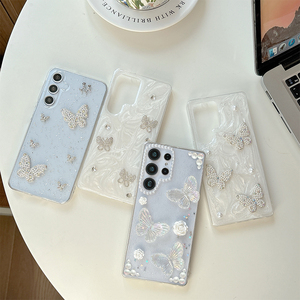 Funda de Teléfono con Mariposas de Estrás y Purpurina para Samsung S25 Ultra, Carcasa Transparente de Moda para Chicas para S24 S23 S22 A16 A35 <span class=keywords><strong>A55</strong></span> - Product Image 1