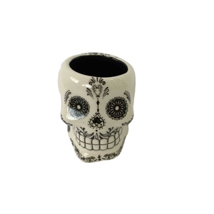 Day Of The Dead Sugar <span class=keywords><strong>Skull</strong></span> Ceramic Flower Pot, Custom 3D Sứ Succulents <span class=keywords><strong>Planter</strong></span> Ở Bất Kỳ Hình Dạng & Kích Thước & Màu Sắc - Product Image 1