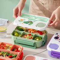 Boîte à lunch bento mignonne et étanche avec plateau amovible et boîtes de rangement en plastique de 1300 ml