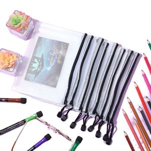 Versatile PVC Plastic Zip <b>File</b> <b>Folders</b> Eco-friendly <b>File</b> Bag Home Organizer Bag Letter Size A4 Mesh Zipper Pouch for Office - Product Image 1
