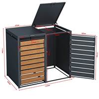 Poubelle extérieure en bois grainé sur mesure, armoire à poubelle verrouillable, abri à poubelle galvanisé à roulettes, boîte de rangement pour poubelle