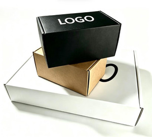 Boîte d'expédition pliable en carton ondulé haute et profonde, Kraft <span class=keywords><strong>blanc</strong></span>, tailles S-XL, avec logo personnalisé, écologique et recyclable, pour vêtements - Product Image 1
