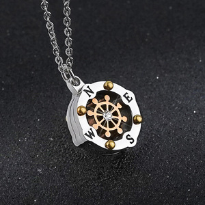 Colliers pendentifs Hip Hop Star Chart Rudder en acier inoxydable, étanches et inaltérables, bijoux de mode pour hommes et femmes, vente en gros - Product Image 3