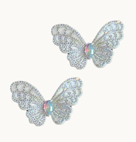 Accessoires de décoration de chaussures pour femmes, strass, papillons 3D multicolores, appliques florales