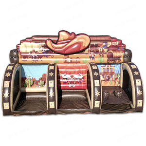 Arena de Juegos Inflable 3 en 1 del Salvaje Oeste: Lanzamiento de Cactus, Desafío del Lazo y Lanzamiento de Barriles para Fiestas y Eventos - Product Image 1