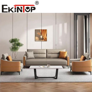 Sofá Seccional Moderno Sinonis con Estructura de Metal y Tapicería de Cuero para Oficina en Casa y Sala de Estar, Esponja de Alta Densidad, Tres Plazas - Product Image 2