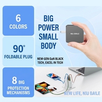NIUBAILE Chargeur rapide USB Type-C 45W PD 3.0/FCP/QC2.0, design pliable, matériau ABS écologique, sortie 5V/3A 9V/2A pour mobile