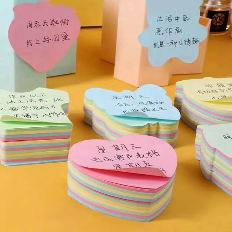 Sevimli karikatür renkli yapışkan notlar çeşitli şekiller kağıt süt çay dükkanı mesaj çıkartmaları yapışkan notlar