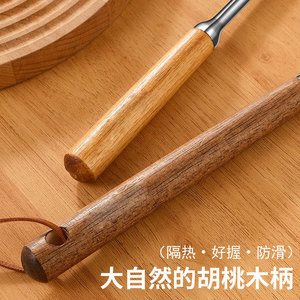 Espátula para champiñones de acero inoxidable 304 con mango de madera, juego de utensilios de cocina redondos y gruesos, 5 piezas - Product Image 2