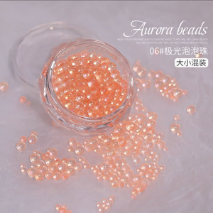 Perles à bulles de verre transparentes aurore colorées japonaises 3D perles de sirène couleur magique dos plat Nail Art petite perle gravier - Product Image 6
