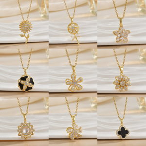 हॉट सेलिंग ट्रेंडी स्टेटमेंट सोना स्टेनलेस स्टील हार्ट तितली पेलेंट चेन महिलाओं के लिए हार डिजाइन उपहार गहने - Product Image 5