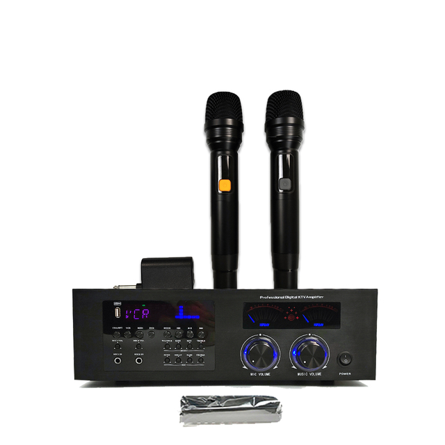 2-Channel HiFi K-300M Aluminum Alloy 200W RMS USB/AUX Inputs DSP BT Audio System Karaoke Sound Receivers Amplifiers for Home KTV