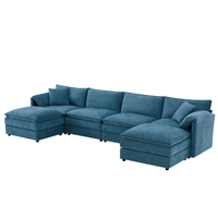 Modernes Modulares Ecksofa Tiefe Breite Sitzfläche U-förmiges Cloud-Sofa-Set Doppelte Kissen 6-Sitzer Chenille-Ecksofa Beweglich