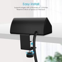 Multiprise de bureau triangulaire à fixation par pince, charge rapide PD 40W, 2 prises CA, double ports USB-A, 110-250V, noir/blanc, 1m