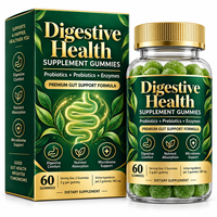 Gummies bien-être intestinal avec probiotiques, inuline prébiotique, enzymes digestives, 5 milliards d'UFC, 60 gummies, vente en gros OEM