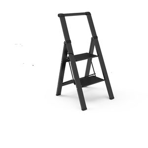 Escalera de Aluminio Moderna con Pasamanos, 2 Peldaños, Diseño Plegable Delgado y Portátil para Uso en Apartamentos, Plataforma Grande - Product Image 1