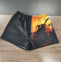 Grosir kustom Australia sublimasi dicetak poliester berkuda kustom Rugby celana pendek berkaki pria dengan saku ritsleting celana pendek