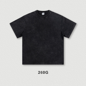 260 Grams Manufacturers' Custom 100% Cotton Oversized Vintage Black Acid Wash T-Shirt Heavyweight Soft Relaxed Streetwear Top - Product Image 4