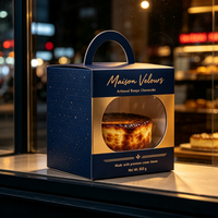 Boîte à gâteau personnalisée bicolore avec fenêtre transparente pour cheesecake basque, emballage cadeau, logo personnalisé, vente en gros, boîte alimentaire