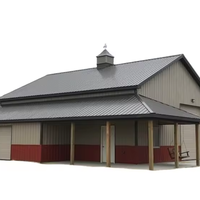 Kit de Grange Moderne Professionnelle en Acier Léger / Grange à Toit Gambrel Préfabriquée en Acier en Promotion