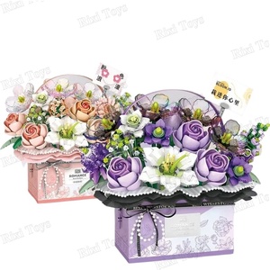 <span class=keywords><strong>LOZ</strong></span> 1951/1952 Nuevo Modelo de Ramo de Rosas Rosadas, Flor Púrpura Luminiscente, Cesta, Juguetes de Navidad para Niñas, Regalo, Sets de Bloques de Construcción - Product Image 1