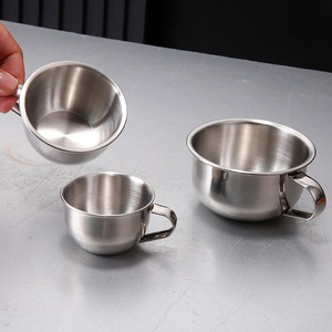 Tazón de acero inoxidable para jabón de afeitar con asa, taza para hombres, para crema de afeitar, espuma limpiadora, herramienta para afeitar - Product Image 2
