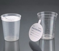 Tasse de collecte d'échantillons d'urine consommable de laboratoire médical 6.5oz 180ml bécher PP PS avec couvercle en papier