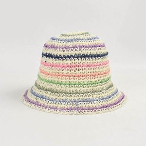Chapeau Bob en Paille Tressée Rayé pour Femme, Nouvelle Couleur, Protection Solaire, Idéal Vacances en Bord de Mer, Chapeau de Soleil en Paille Crochetée - Product Image 5