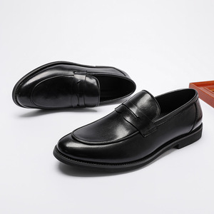 Mocasines de cuero genuino para hombre, estilo británico, informales de negocios, sin cordones, talla grande, cómodos, duraderos y elegantes - Product Image 3