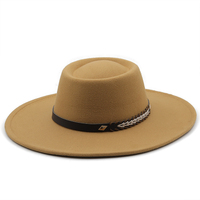Klassieke wollen vilt fedora hoeden voor heren en dames, 9,5 cm brede rand, Panama hoed met riem